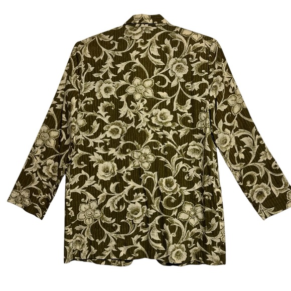 VTG Cristin Stevens Floral 80’s Blazer Green Cream Pockets Shoulder Pads MED EUC - Picture 2 of 12